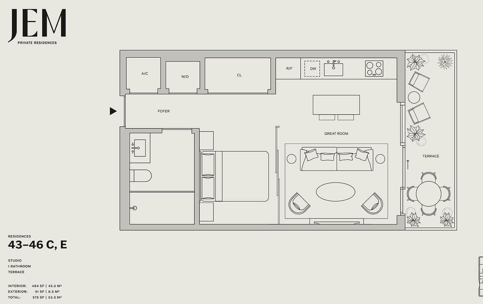 0 Studio Floorplan