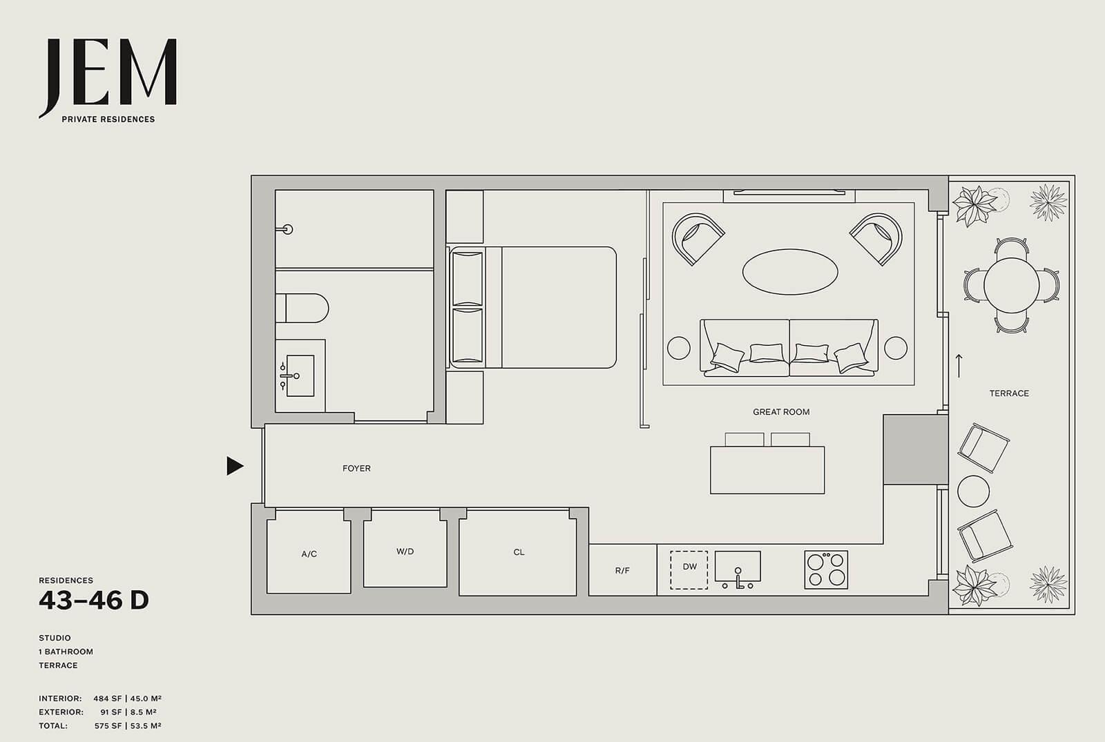 0 Studio Floorplan