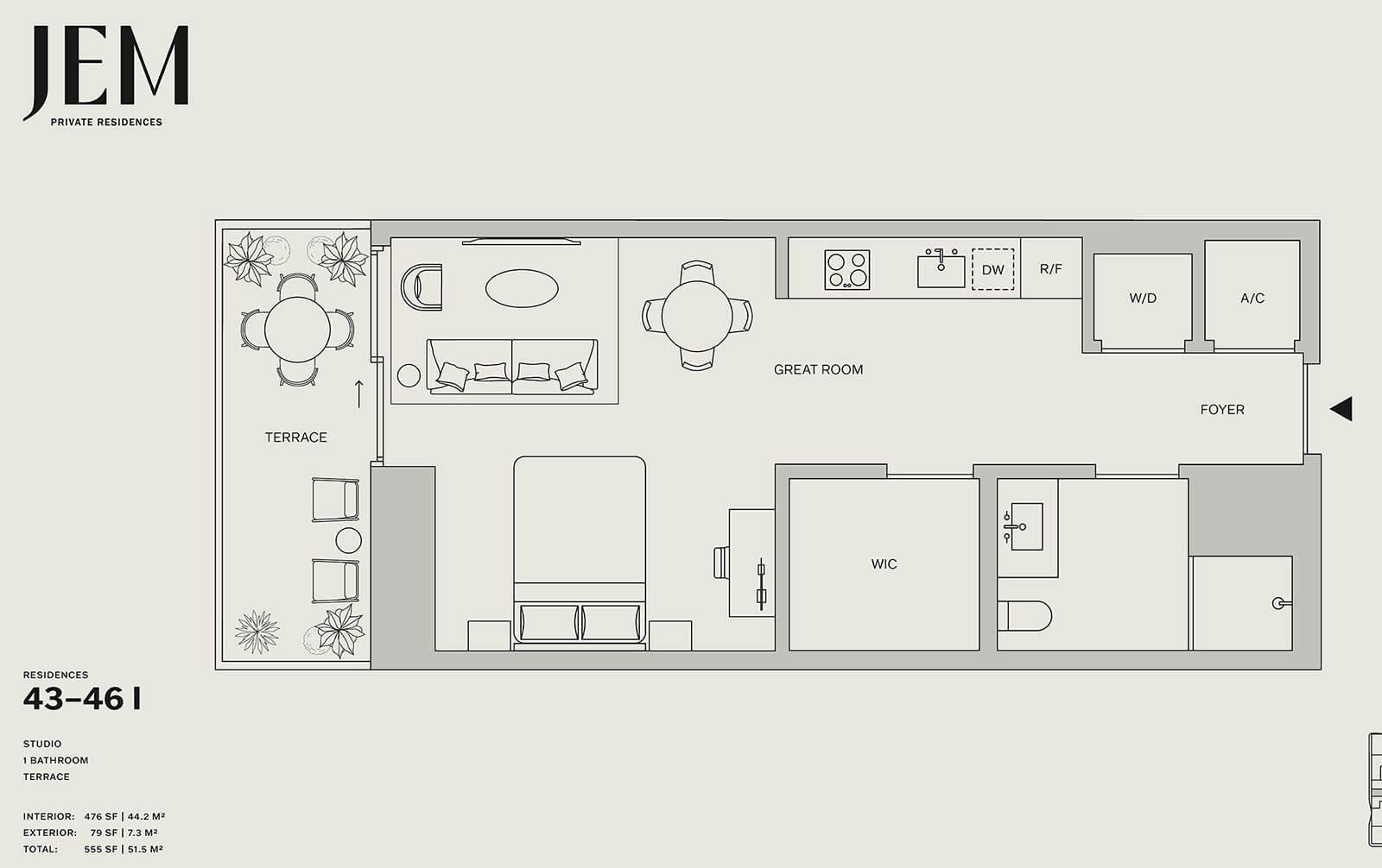 0 Studio Floorplan